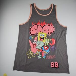 Nickelodeon Spongebob Squarepants Graphic Tank Top Gray Peach Streetwear Mens M